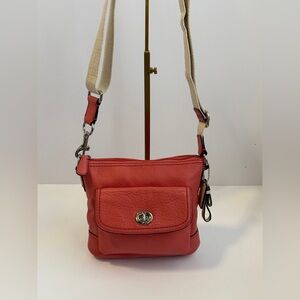 Coral Leather Crossbody Bag